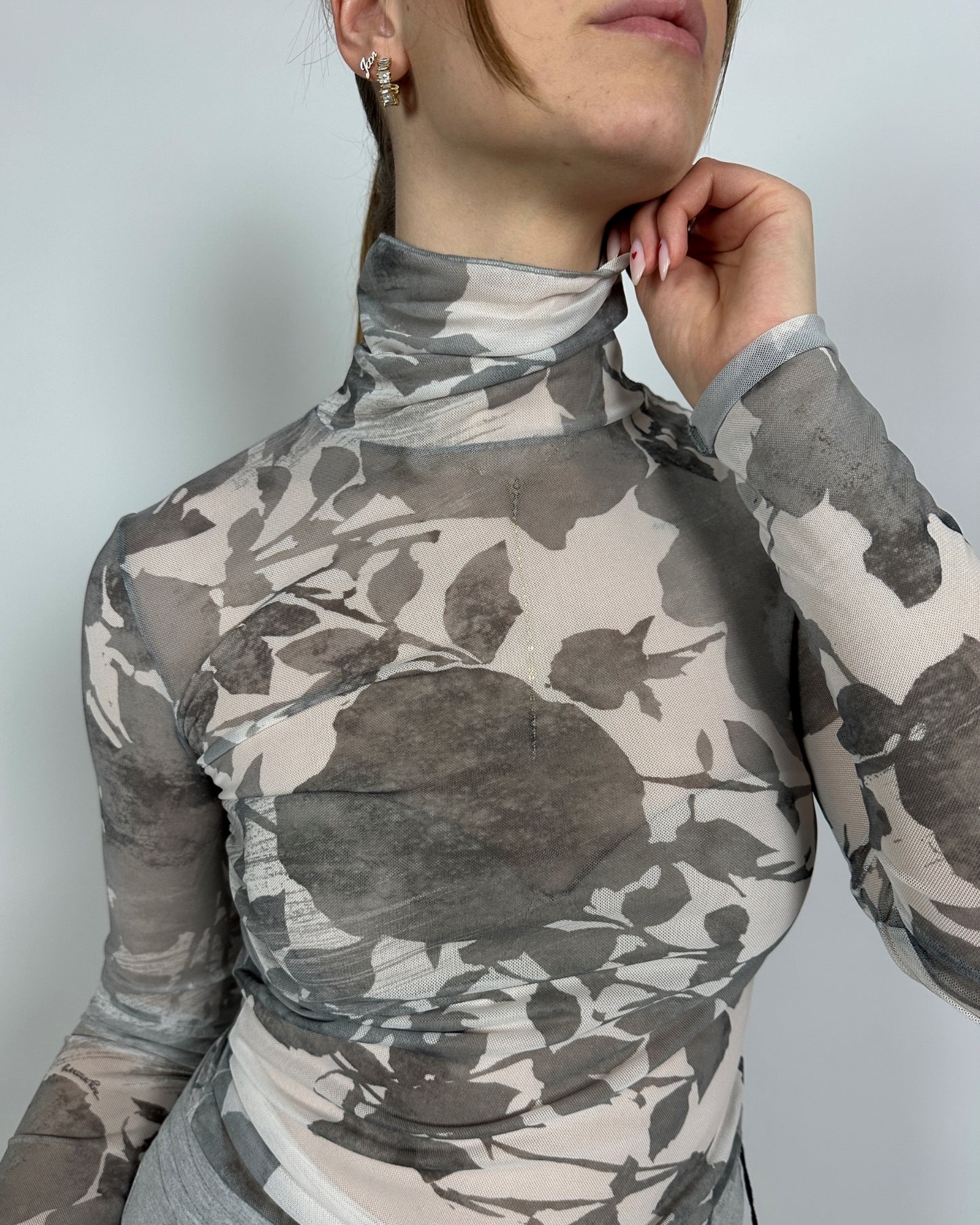 Maglia in Tulle Stampa floreale