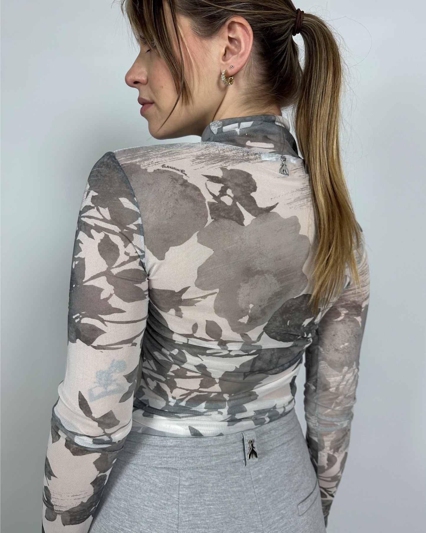 Maglia in Tulle Stampa floreale