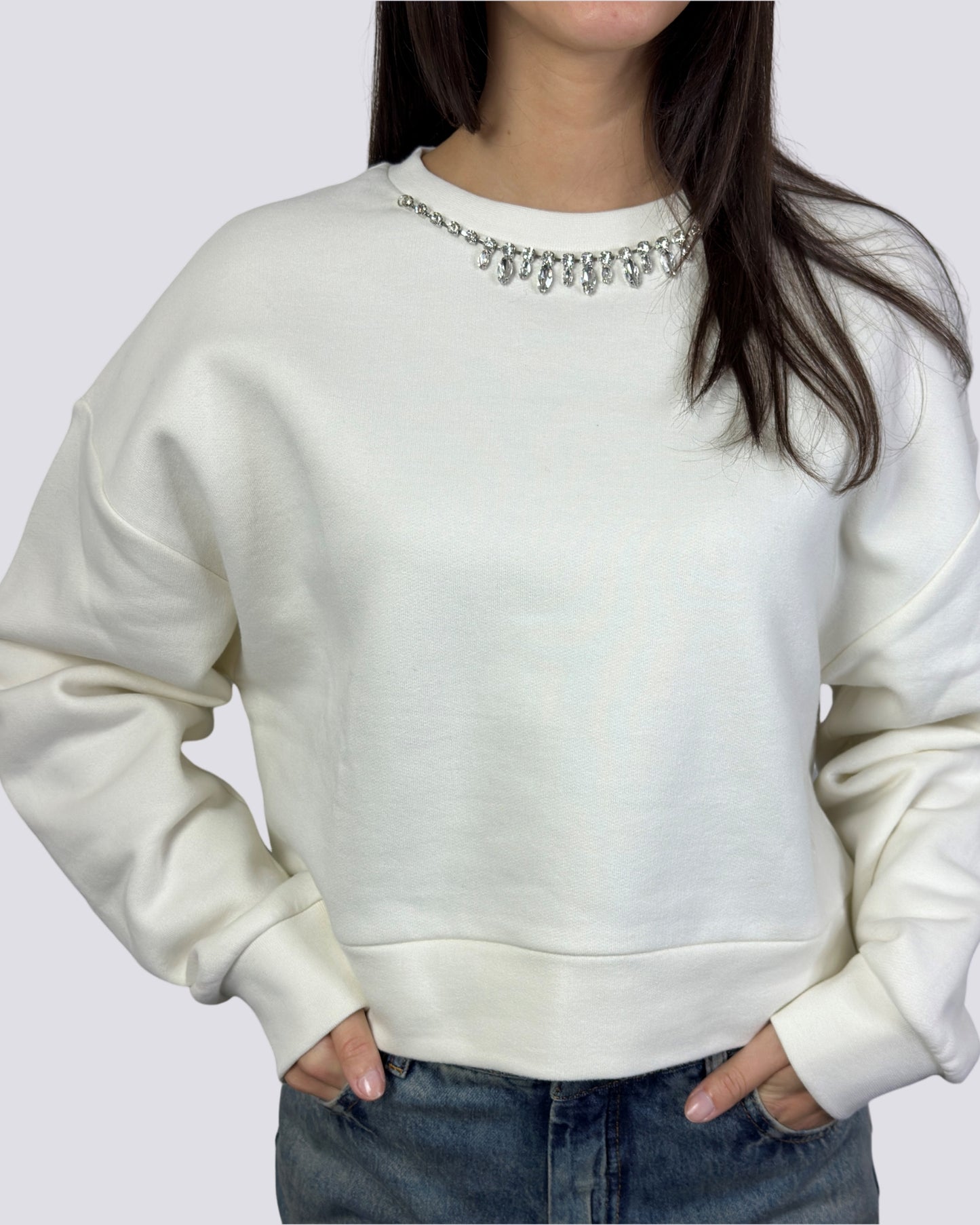 Felpa morbida con strass