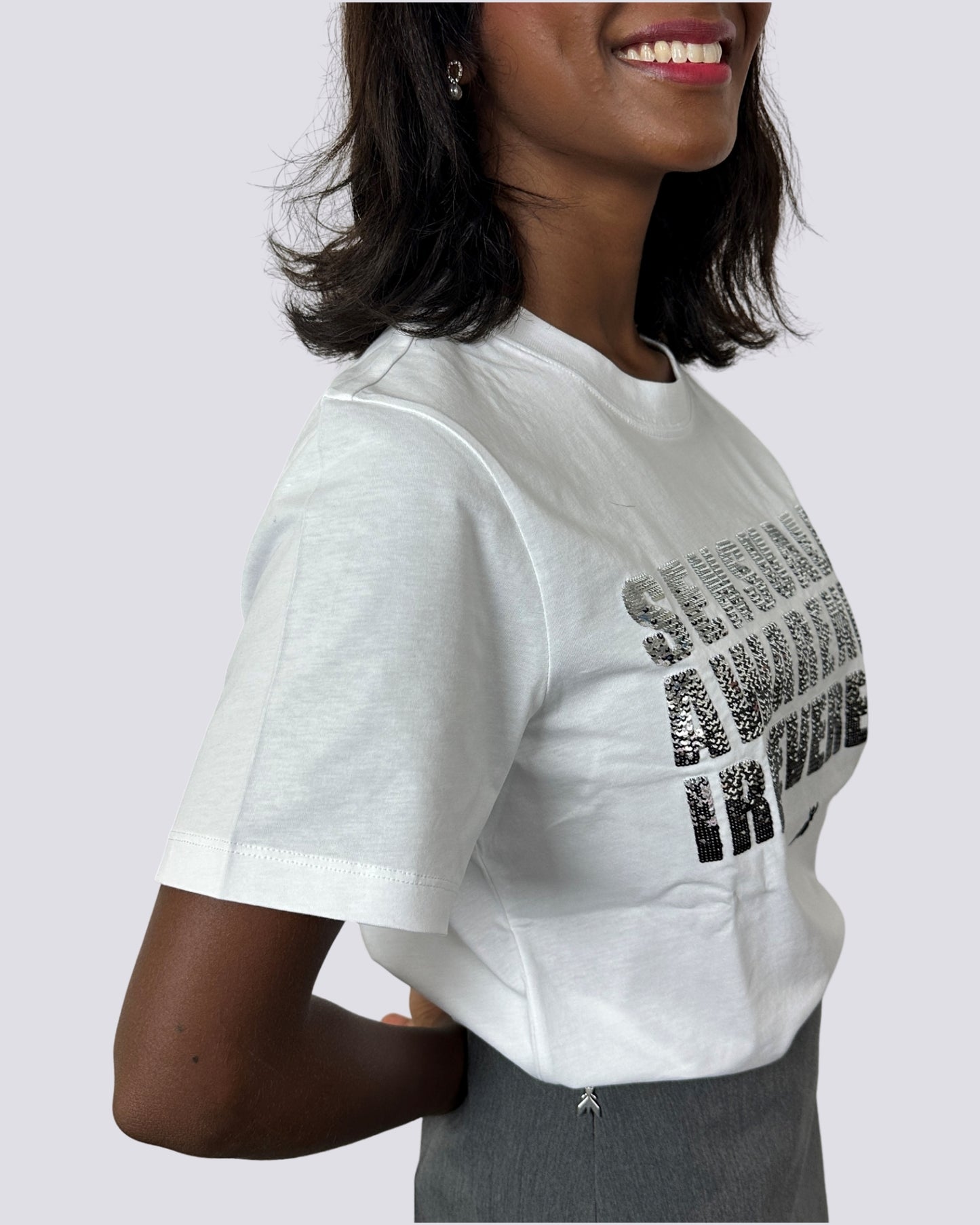 T-shirt maniche corte con paillettes