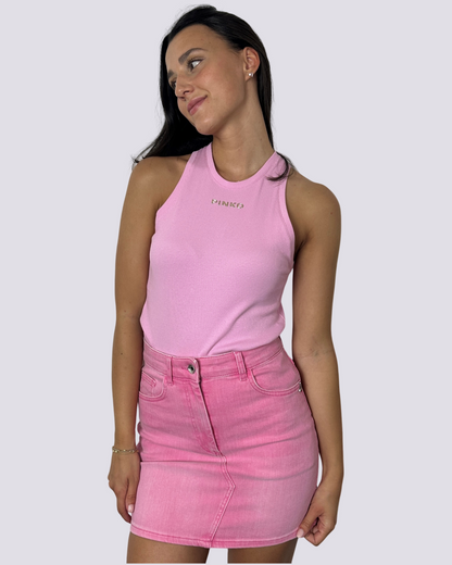 Pinko Top Canotta a Costine con Logo