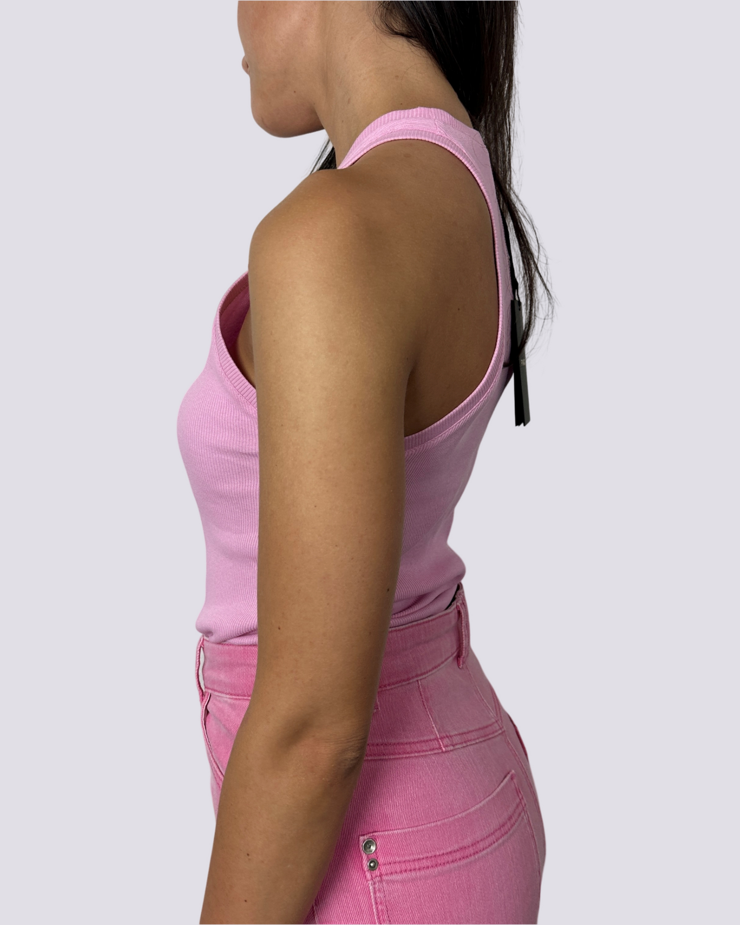 Pinko Top Canotta a Costine con Logo