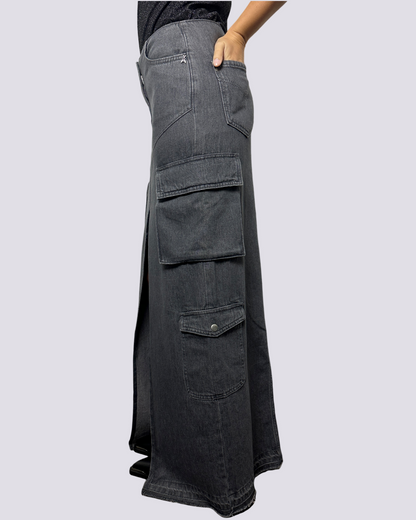 Gonna lunga in jeans grigio