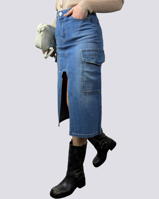 Gsd Gonna Longuette in Denim Stretch