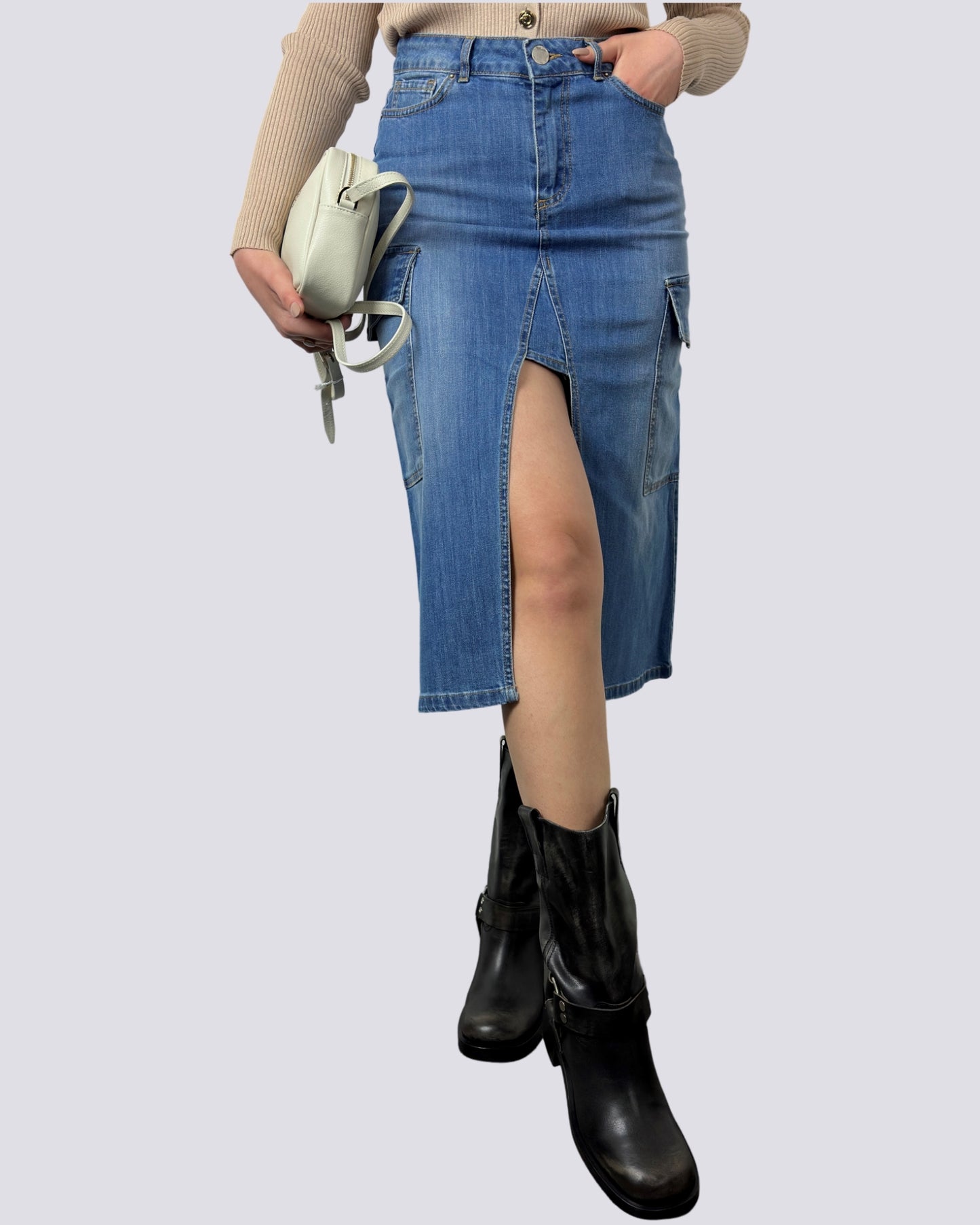 Gsd Gonna Longuette in Denim Stretch