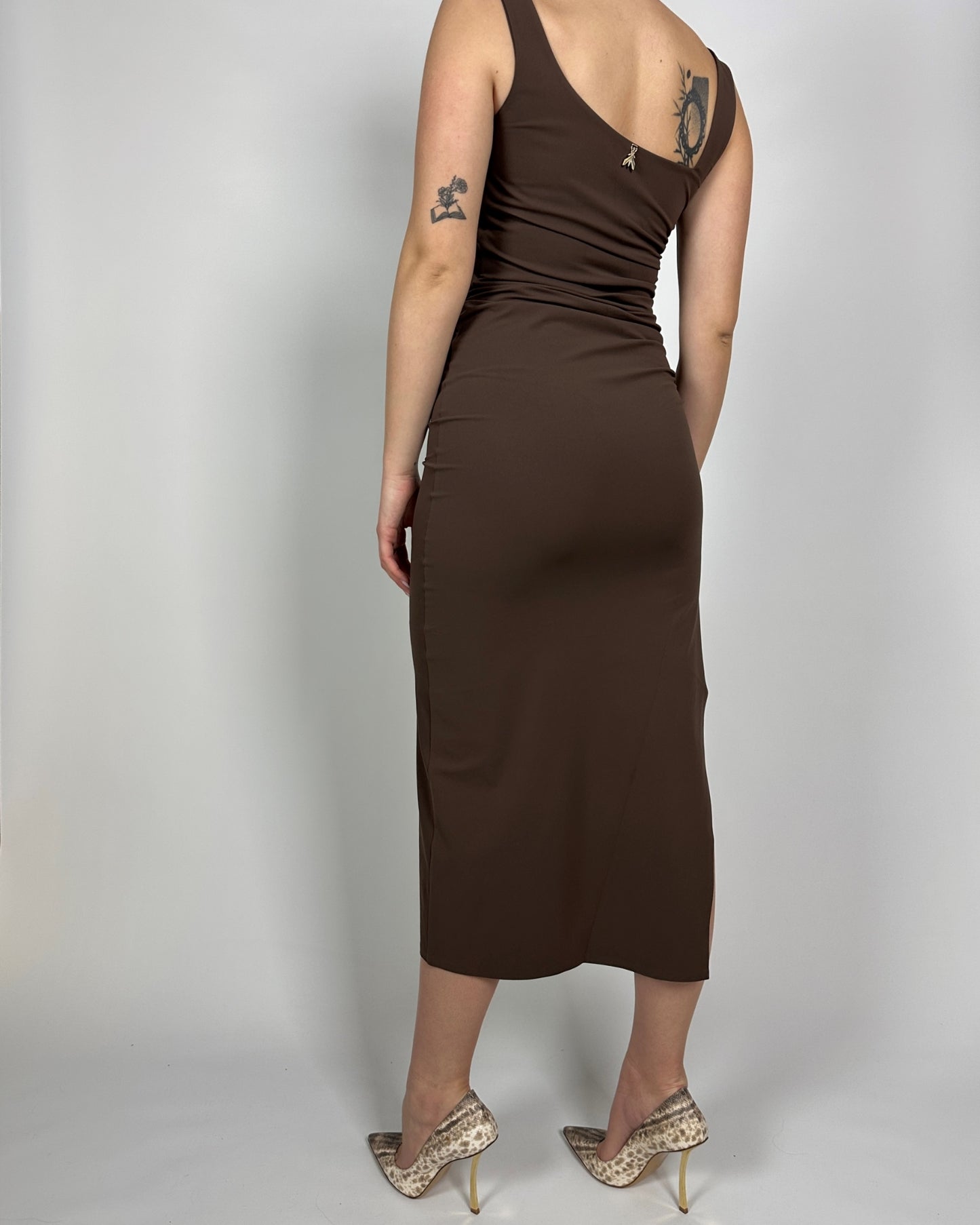 Abito midi con Spacco Marrone