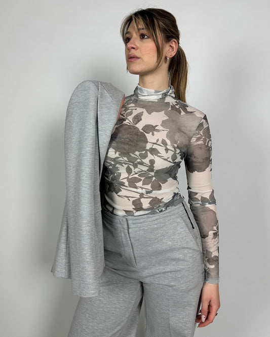 Maglia in Tulle Stampa floreale