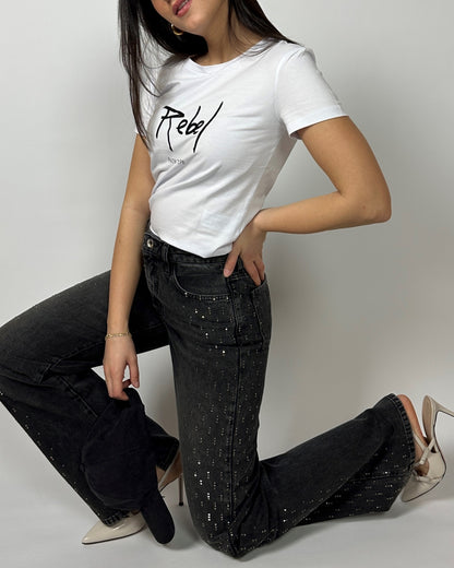 Jeans con borchie nero