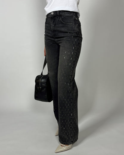 Jeans con borchie nero