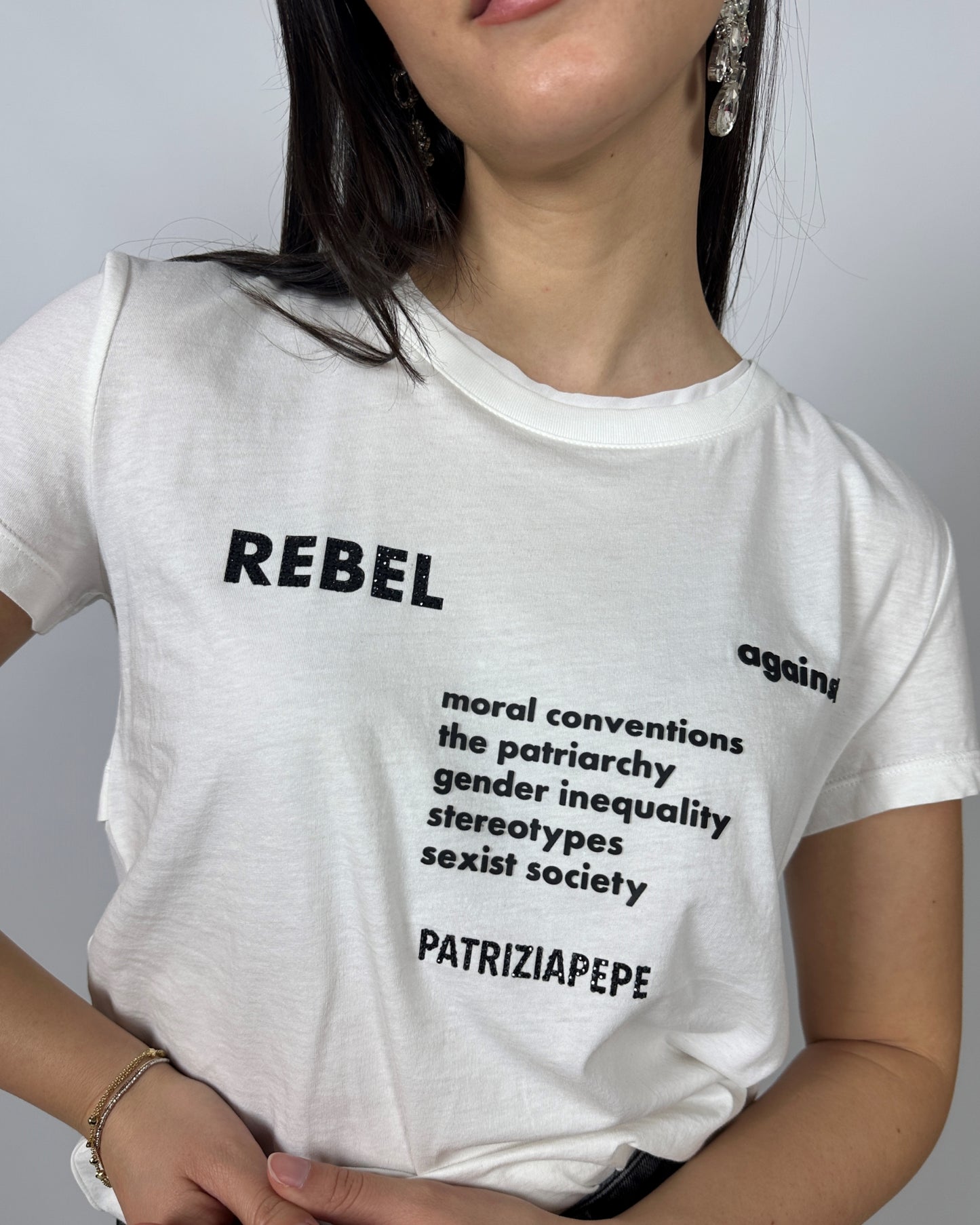 T-shirt con slogan bianco